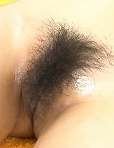 Hinano Asian gets lotion and vibrators all over her leering body