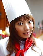 Beautiful hunny japanese cook while in preparation